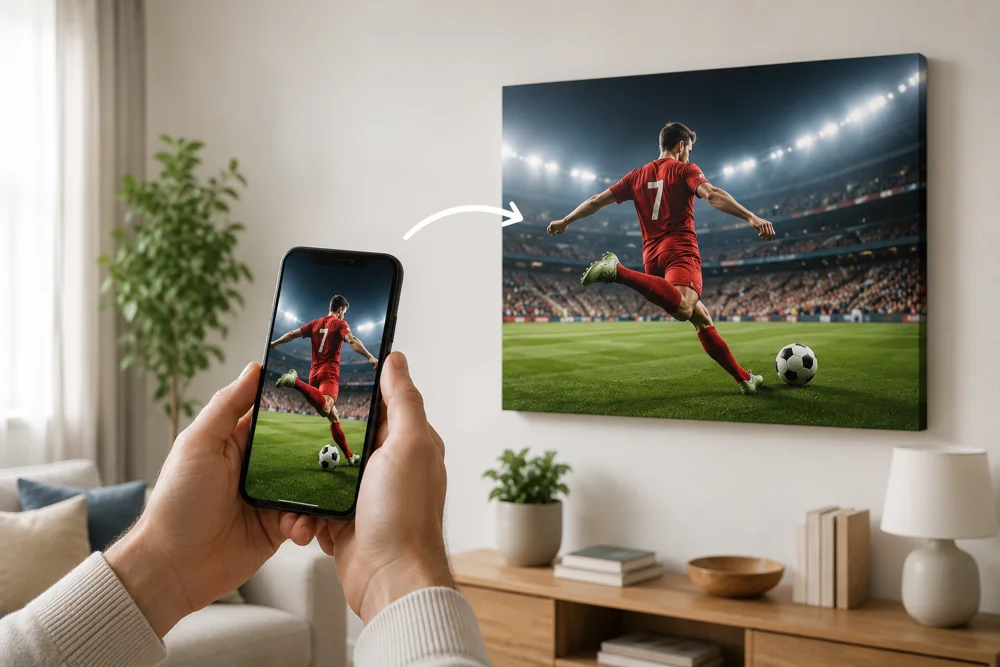 Football stadium panorama canvas print and wall art display for football photography