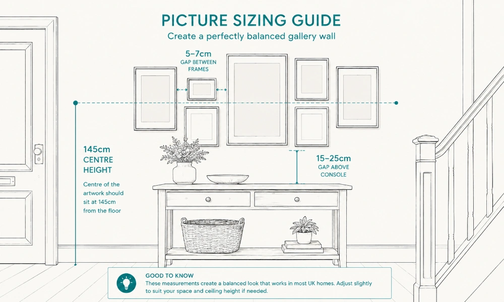 Sizing guide for hallway wall art