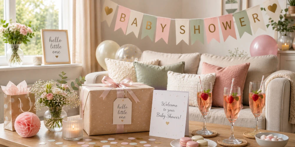 Selection of baby shower gift ideas