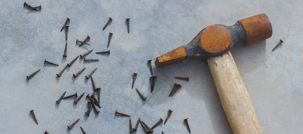 Hanging pictures without nails. Hammer and nails.