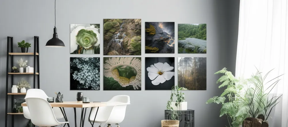 Mini Canvas Ideas. Canvas prints featuring nature scenes on wall.