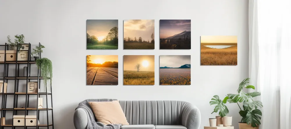 Mini Canvas Ideas. Canvas prints featuring nature scenes on wall.