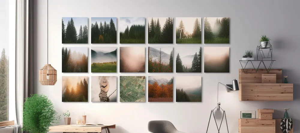 Mini Canvas Prints. Canvas prints featuring nature scenes on wall.