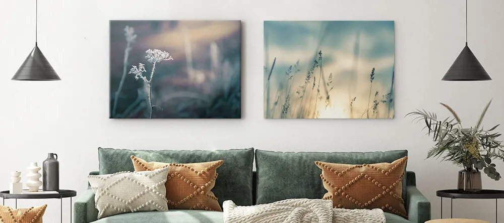 Where to Buy Canvas Online. Two canvas prints on living room wall.