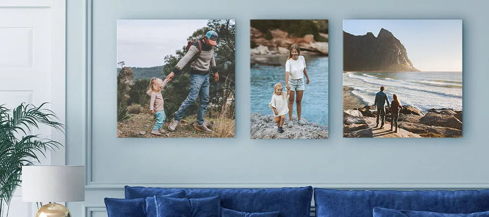 Where to Buy Canvas Online. Canvas prints on living room wall.