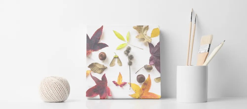 What is Lamination on Canvas Prints. Ball of twine, canvas print and paint brushes.