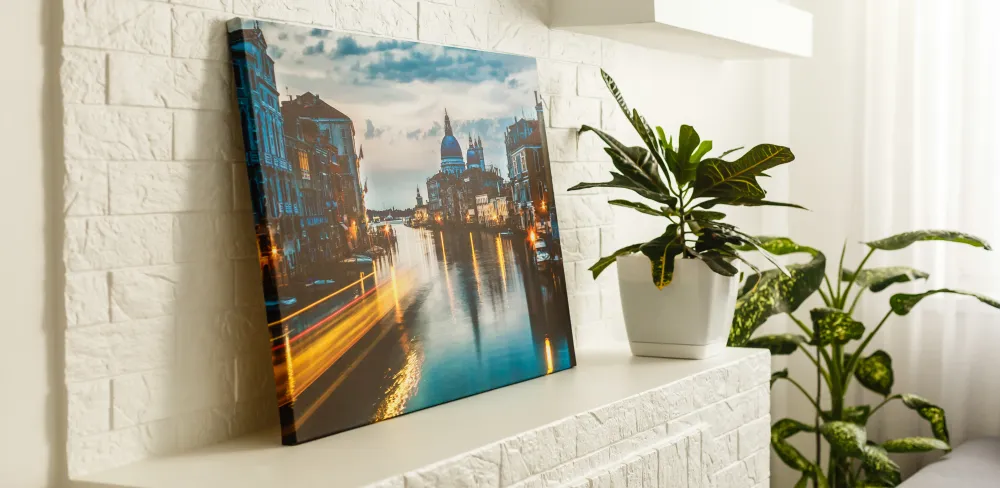 How Much Does a Canvas Print Cost? Beautiful photo canvas print displayed in living room.