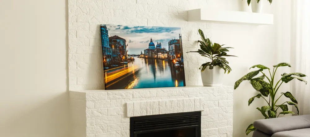 How Much Does a Canvas Print Cost? Photo canvas print displayed in living room.