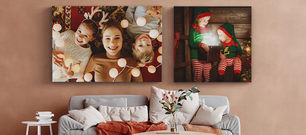 Photo Christmas Gift Finder: Custom Prints to Suit Everyone. Christmas-themed photo canvas prints.