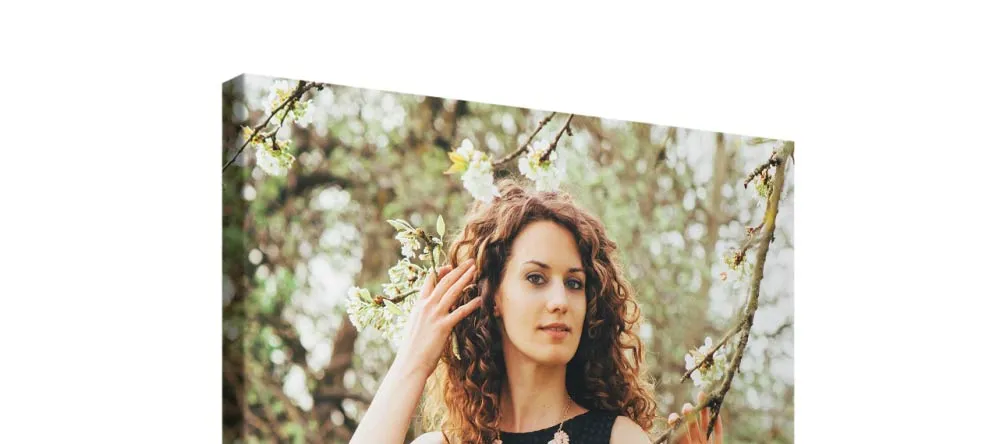 What is Gallery Wrapped Canvas? Canvas print with photo of happy woman.