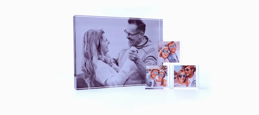 What are MixBlox? MIXBLOX and photo acrylic block 360° view. 