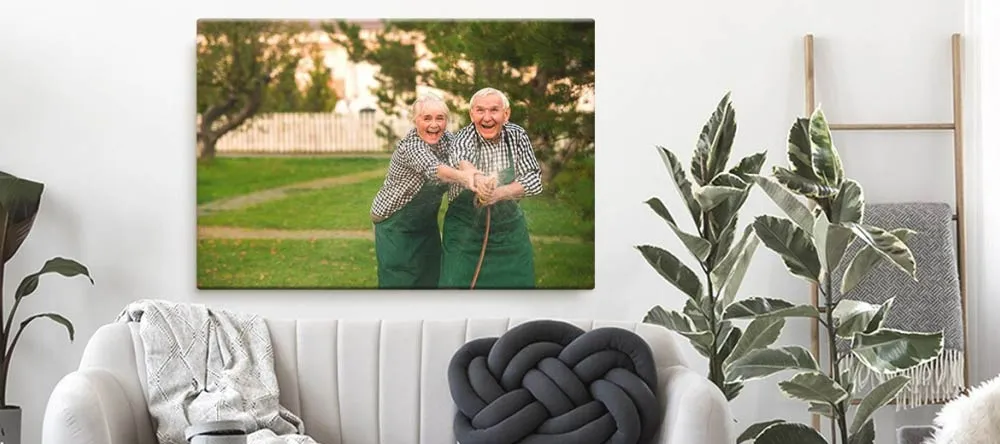 Romantic Canvas Wall Art – How to Do It Right. Photo canvas print of adorable elderly couple. 