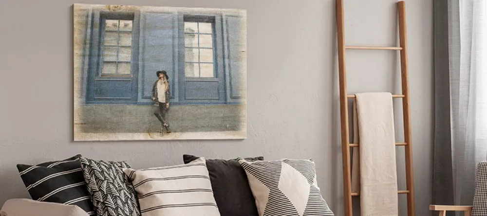How to Transfer a Picture to Wood: Visual Guide. Photo print on wood in living room.