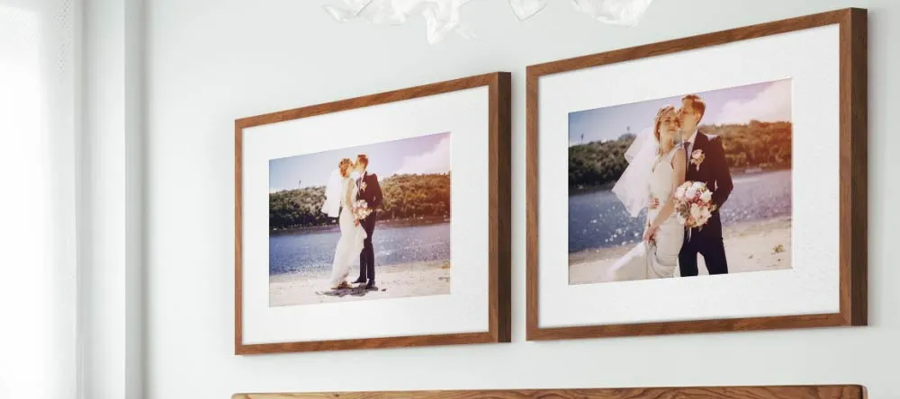 Where to Get Framed Wall Pictures for Living Room: High-Quality Prints in Minutes. Framed Prints with couple wedding photos.