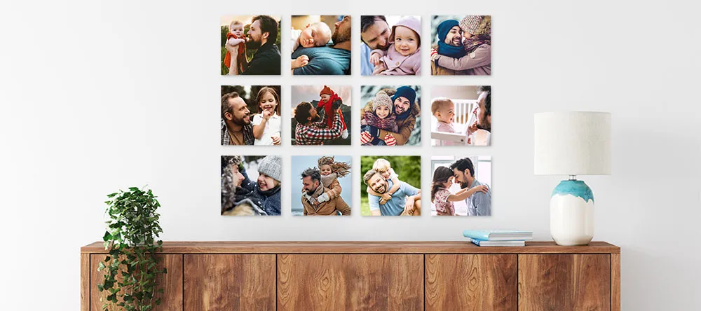 First Impressions: 6 Entrance Hall Ideas. MIXPIX adhesive photo tiles featuring family photos.