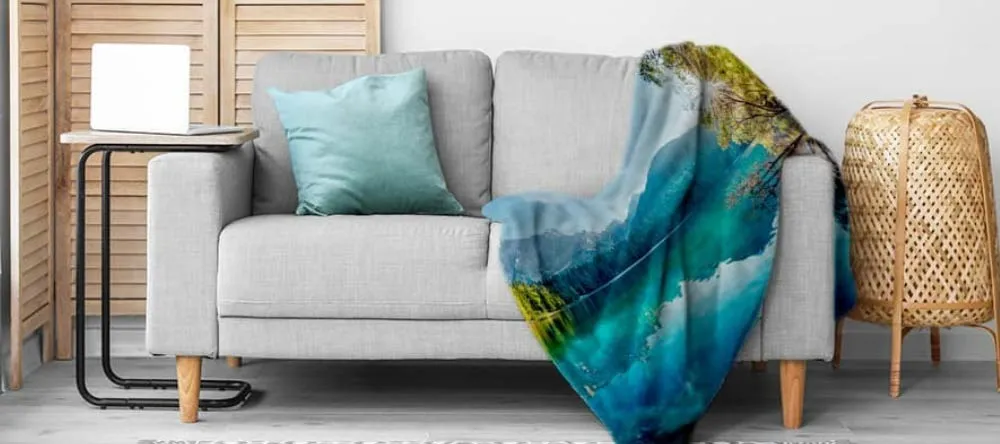 How to Wash a Photo Blanket. Custom photo blanket lying on sofa. 