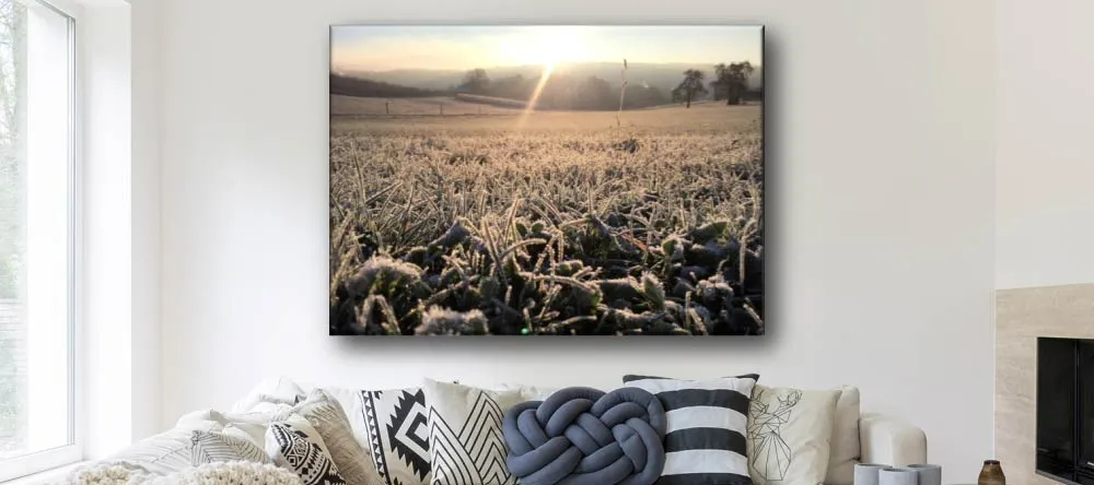 How to Print on Canvas. Beautiful photo canvas print displayed in living room.