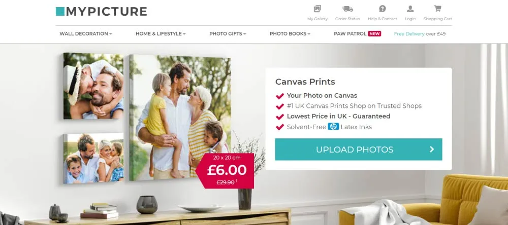 How to Print on Canvas. My-Picture.co.uk canvas product page.