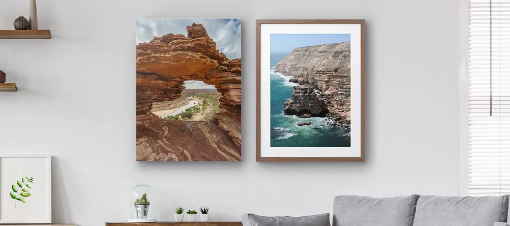 How to Frame a Picture: The Effortless Solution. Framed photo next to canvas print.