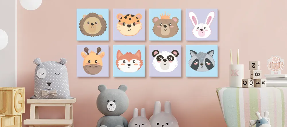 Nursery Wall Art: How to Get It Right. MIXPIX® Photo Tiles with Cute Prints. 