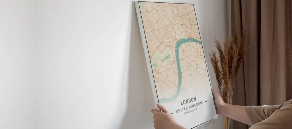 Where Can I Get a London Map Print? Person hanging their London Map Print