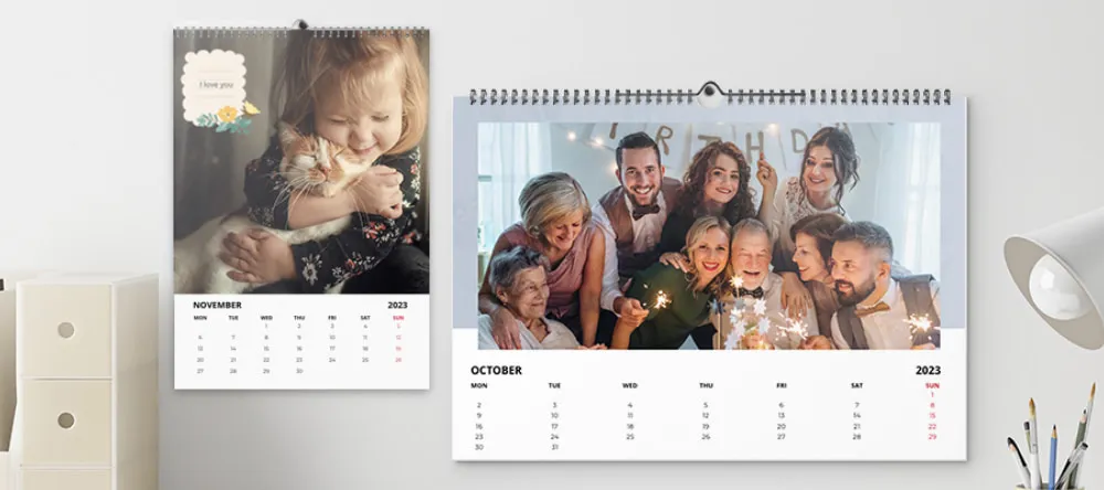 Make Calendar with Photos for 2025: A Step-by-Step Guide. Personalised Calendars Displayed on a Wall. 