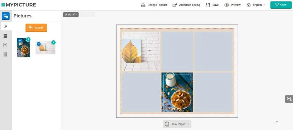 How to Make a Photo Collage. Screenshot from webshop showing canvas collage design page.