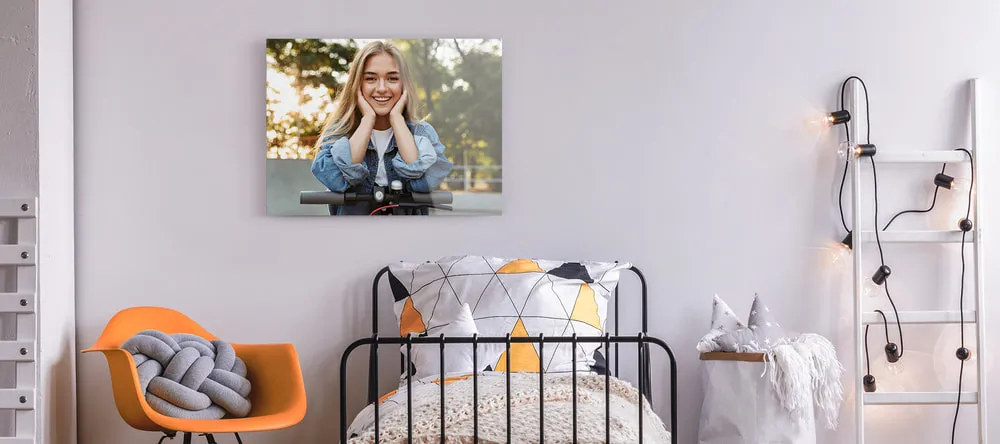 How to Print on Acrylic. Bedroom with acrylic print on wall.