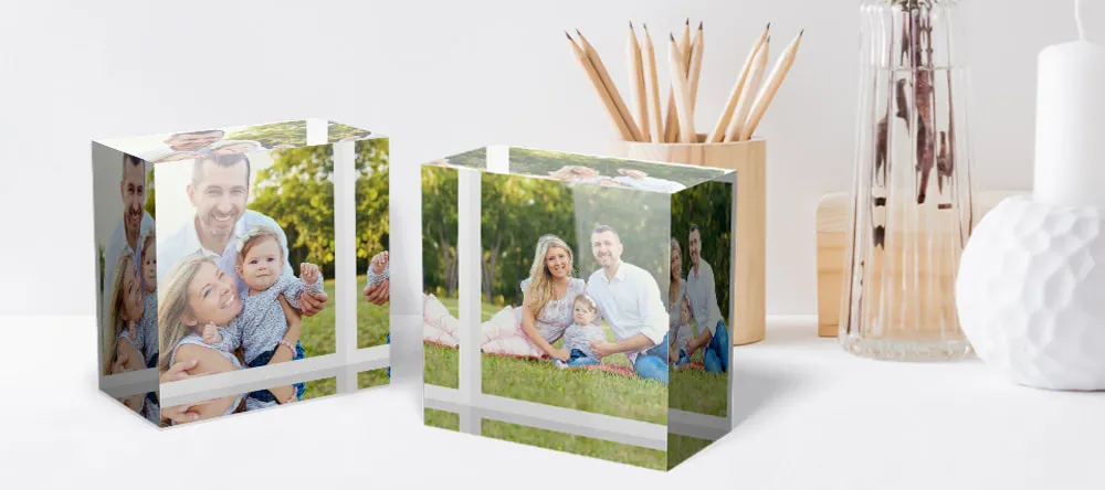 How to Print on Acrylic. Two MixBlox acrylic photo blocks.