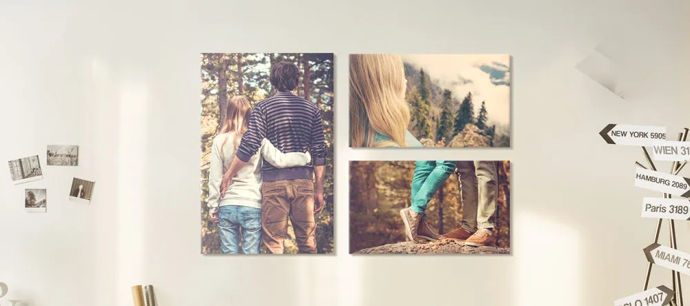 Best online photo printing: three canvas prints on the wall