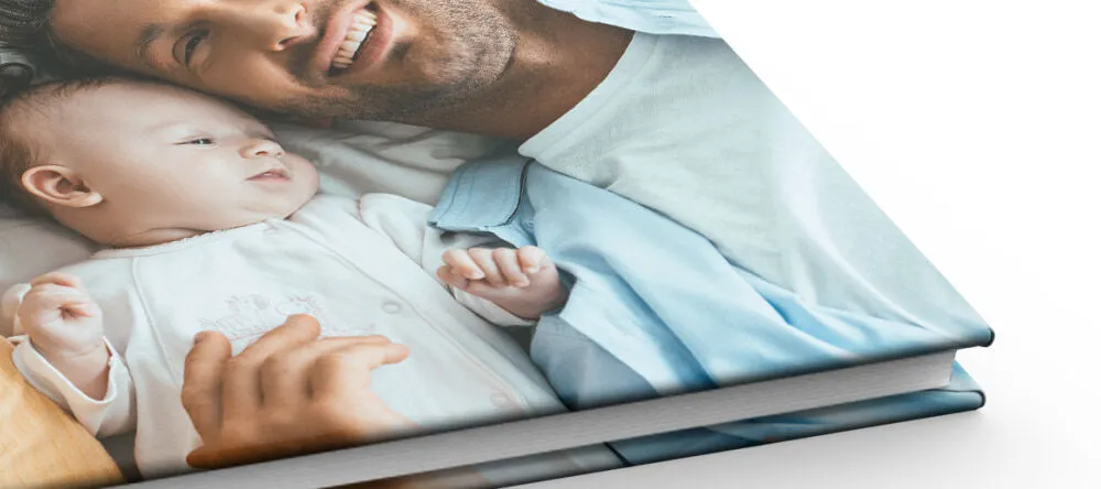 Birthday photo book: a close-up of a family-themed photo book