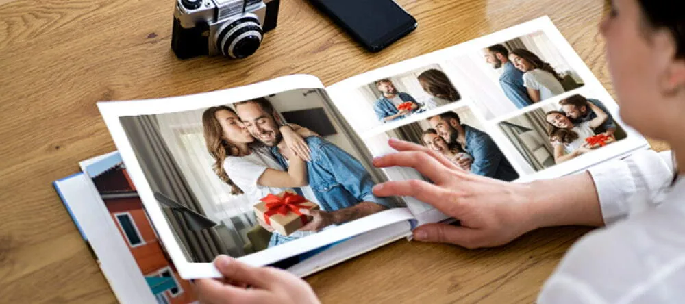 Birthday photo book: a large photo book on the table