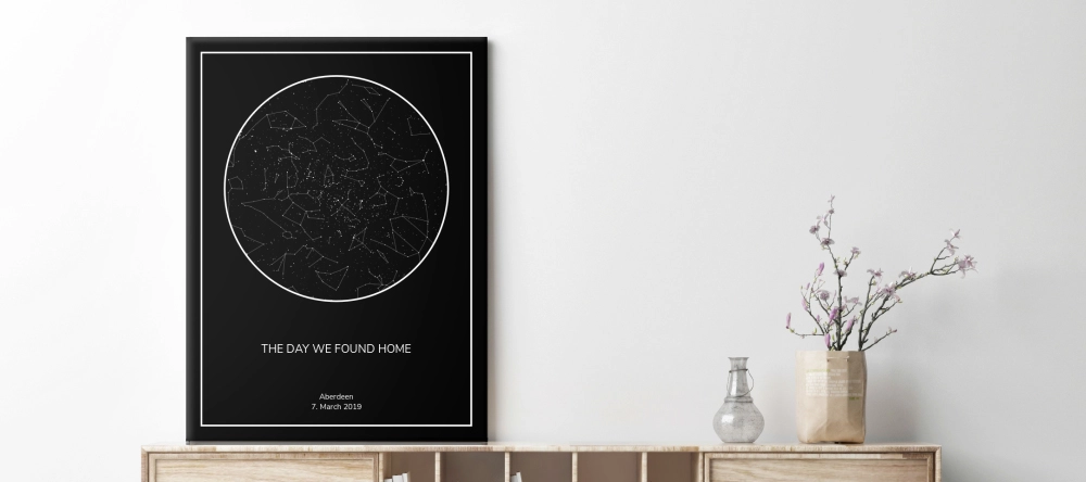 What is a star map? Star map on chest of drawers.