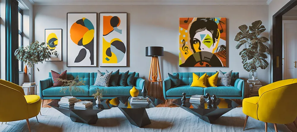 Abstract Art on Canvas. Canvas prints on wall with abstract designs.