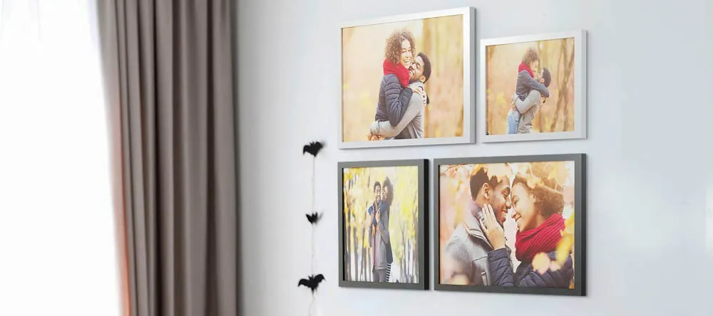 How to stretch a canvas: four canvas prints displayed on the wall
