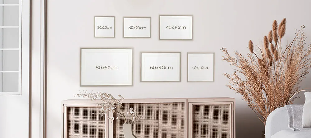 What is the standard photo size: empty frames demonstrating various print sizes