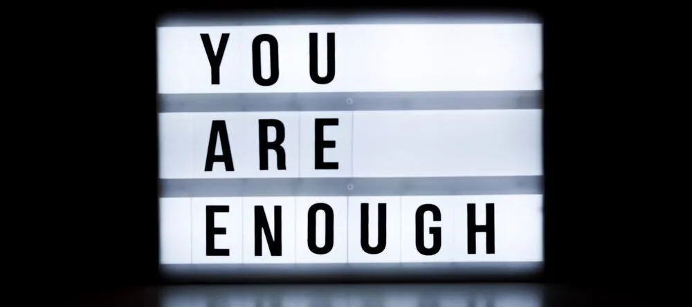 Inspirational Quotes on Canvas. Neon quote with words You Are Enough.