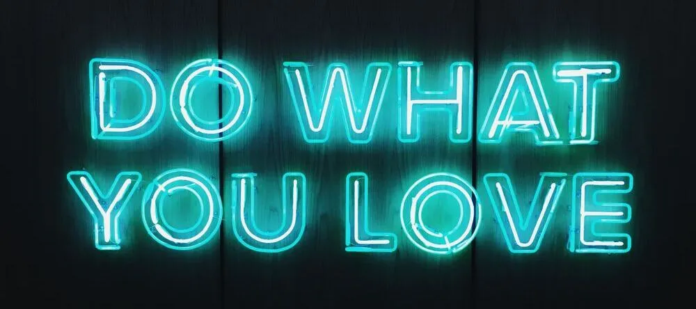 Inspirational Quotes on Canvas. Neon quote with words Do What You Love.