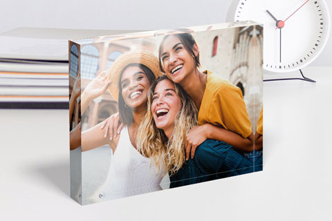 Acrylic block with photo room view