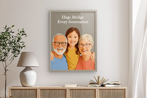 poster with family portrait