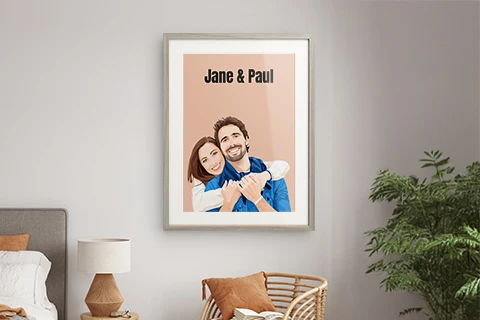 framed print of couple portrait in painted style