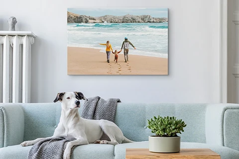 canvas print showing couple and child
