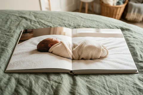Layflat Baby Photo Book on real photo paper