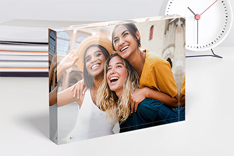 Acrylic block with picture room view