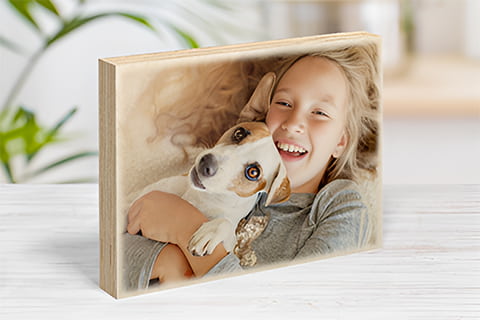 Wood block with picture room view