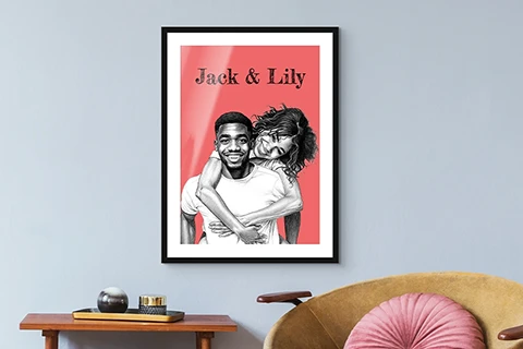 framed customised portrait of a couple