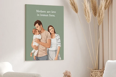 family portrait of couple and baby