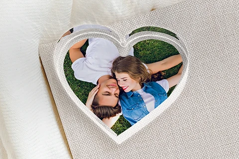 small acrylic heart with photo inside