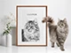 thumbnail pet portraits displayed in living room