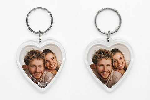 Personalised heart photo keyring acrylic double sided